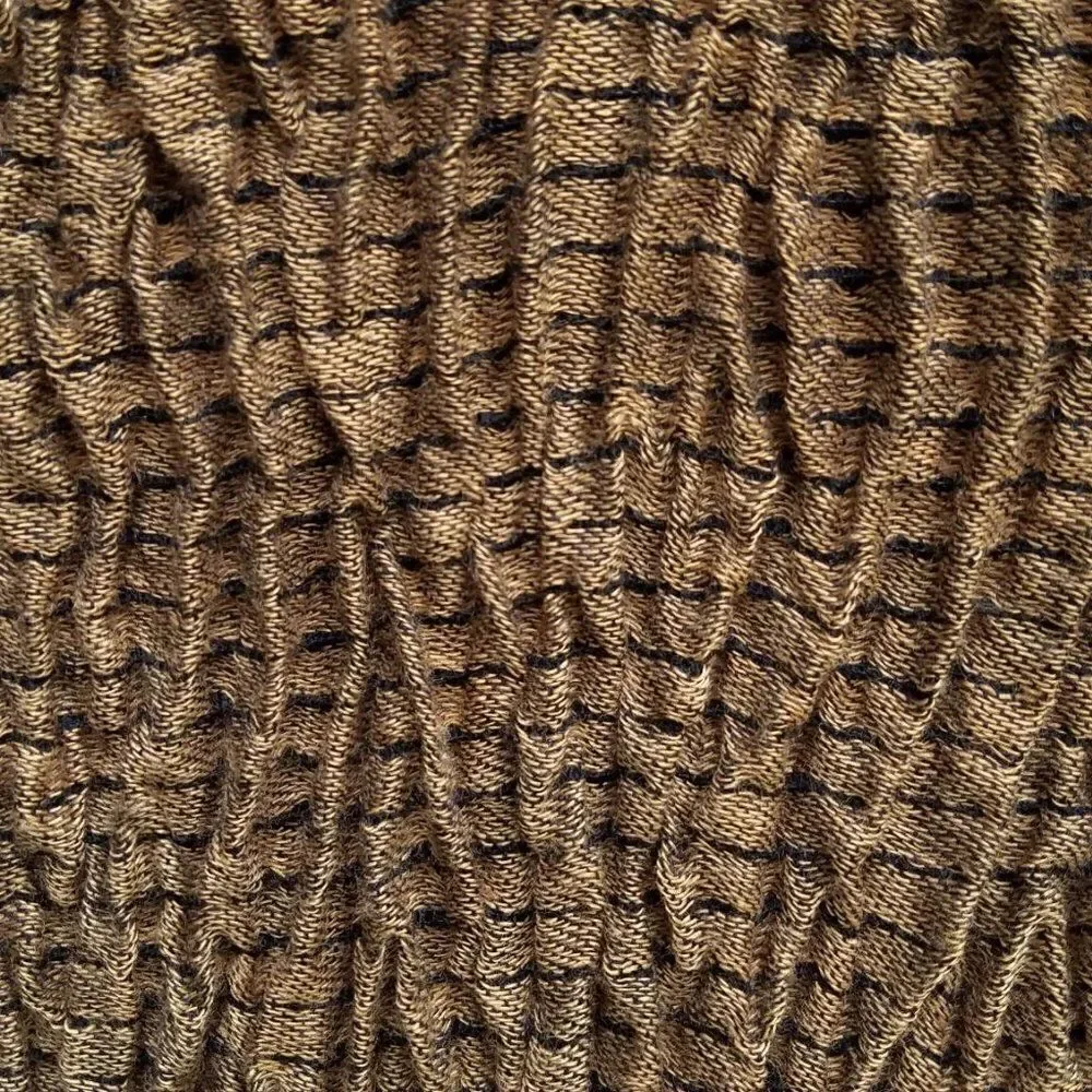 Pashmina Black Gold Brown with Metallic thread and Kantha stitching 21